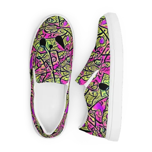 Luminous Scribble on a Men's Slip-On Canvas Shoes
