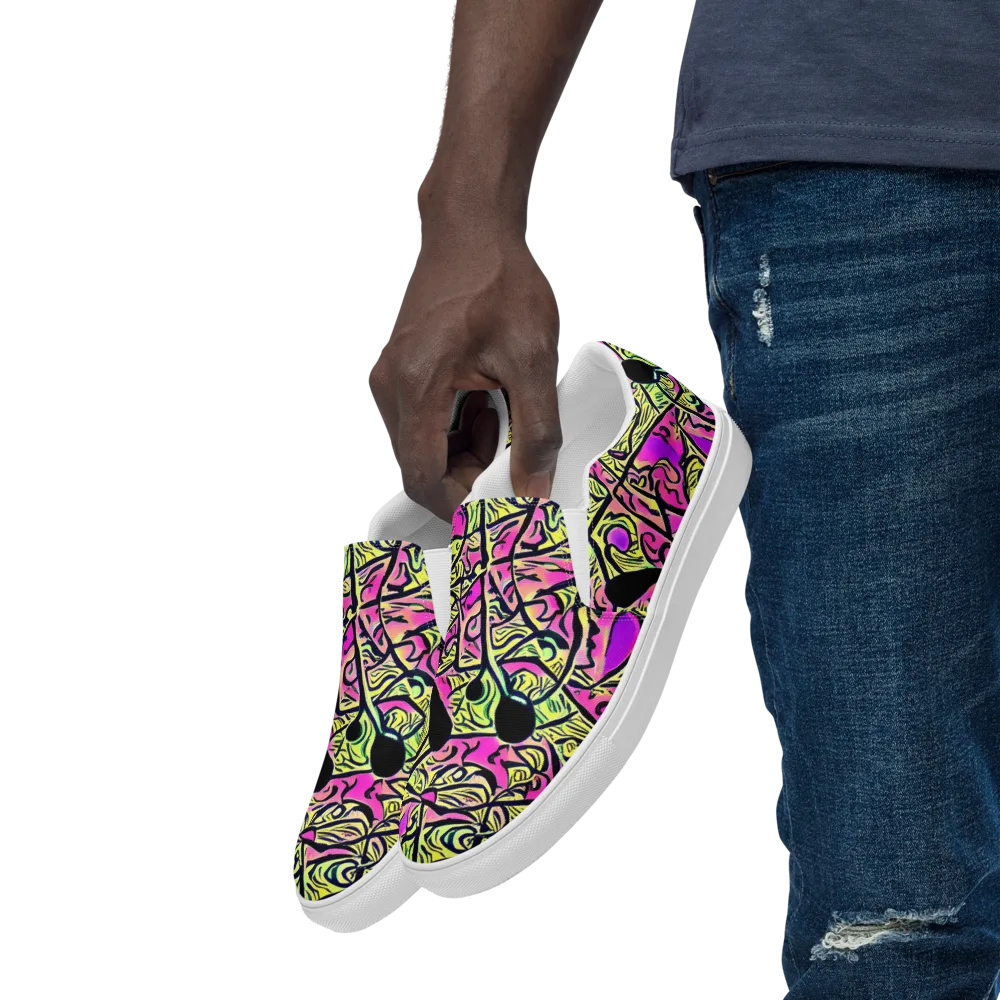 Luminous Scribble on Men's Slip-On Canvas Shoes — Left Front
