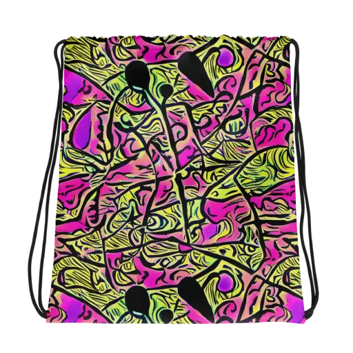 Luminous Scribble on a Drawstring Bag