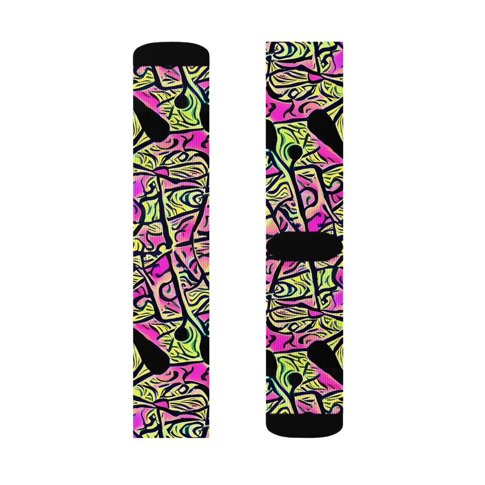 Luminous Scribble on Socks — Left Sock