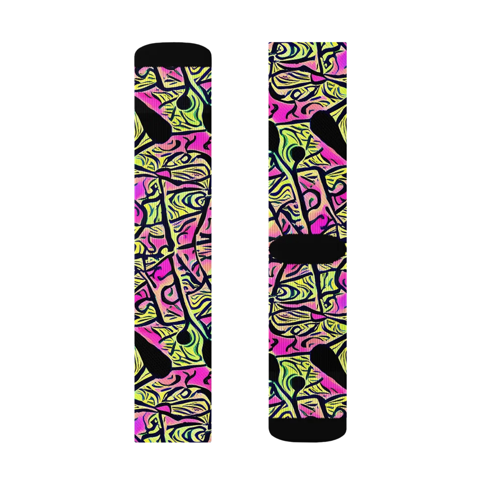 Luminous Scribble on Socks — Right Sock
