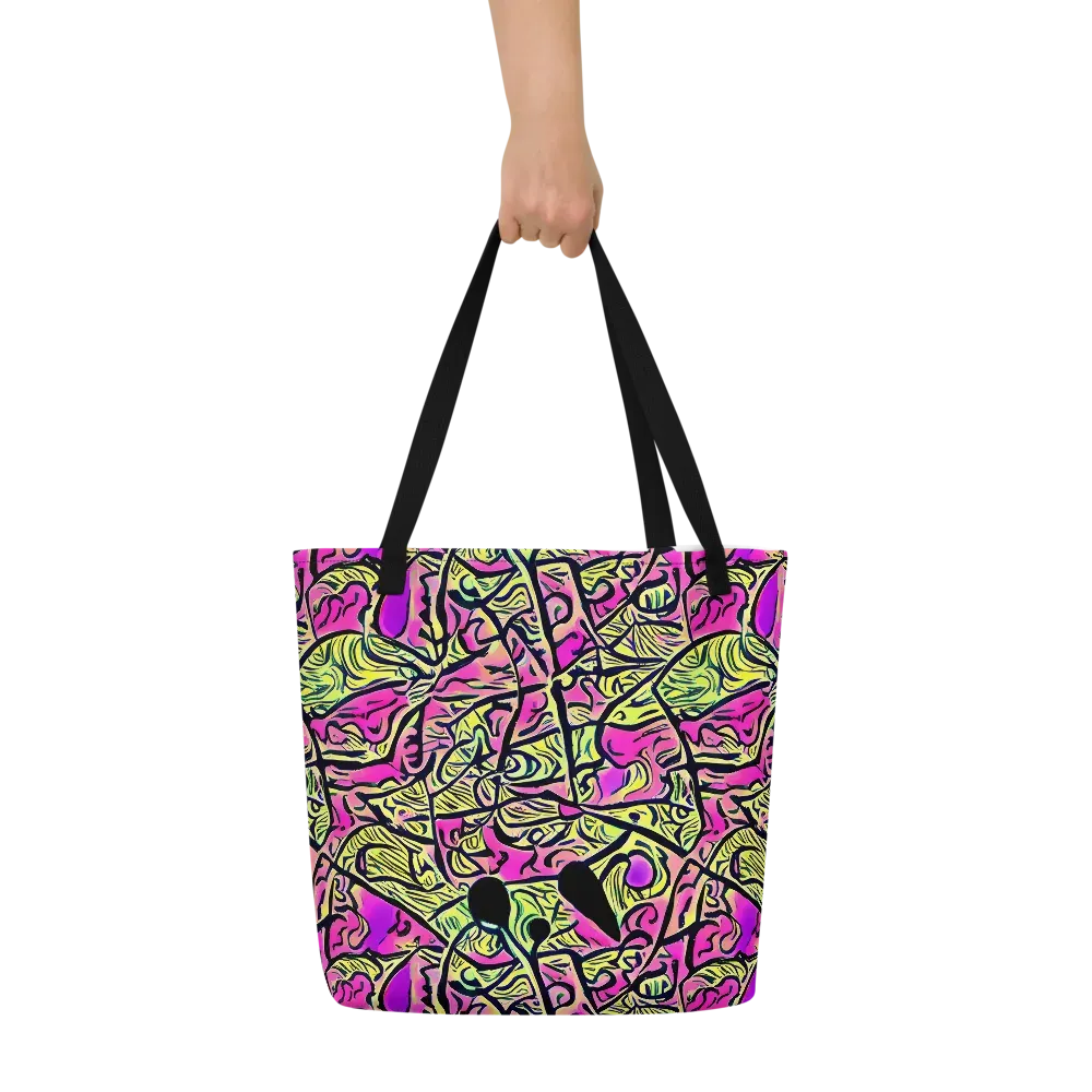 Luminous Scribble on Large Tote Bag W/ Pocket — Front