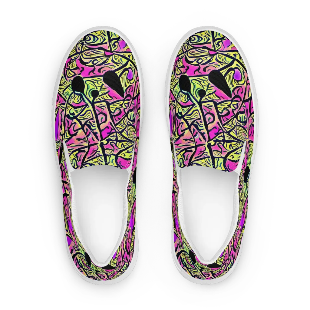 Luminous Scribble on Women's Slip-On Canvas Shoes — Front