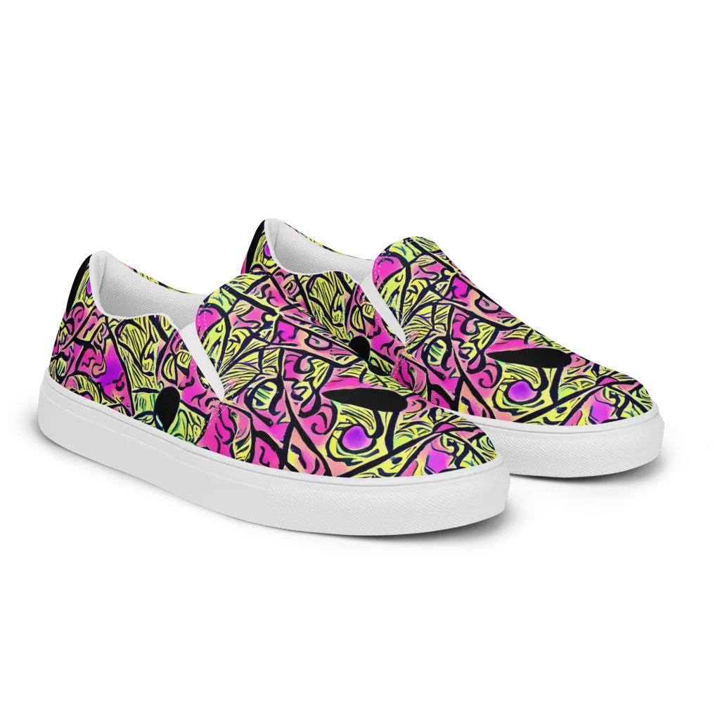Luminous Scribble on Women's Slip-On Canvas Shoes — Right Front