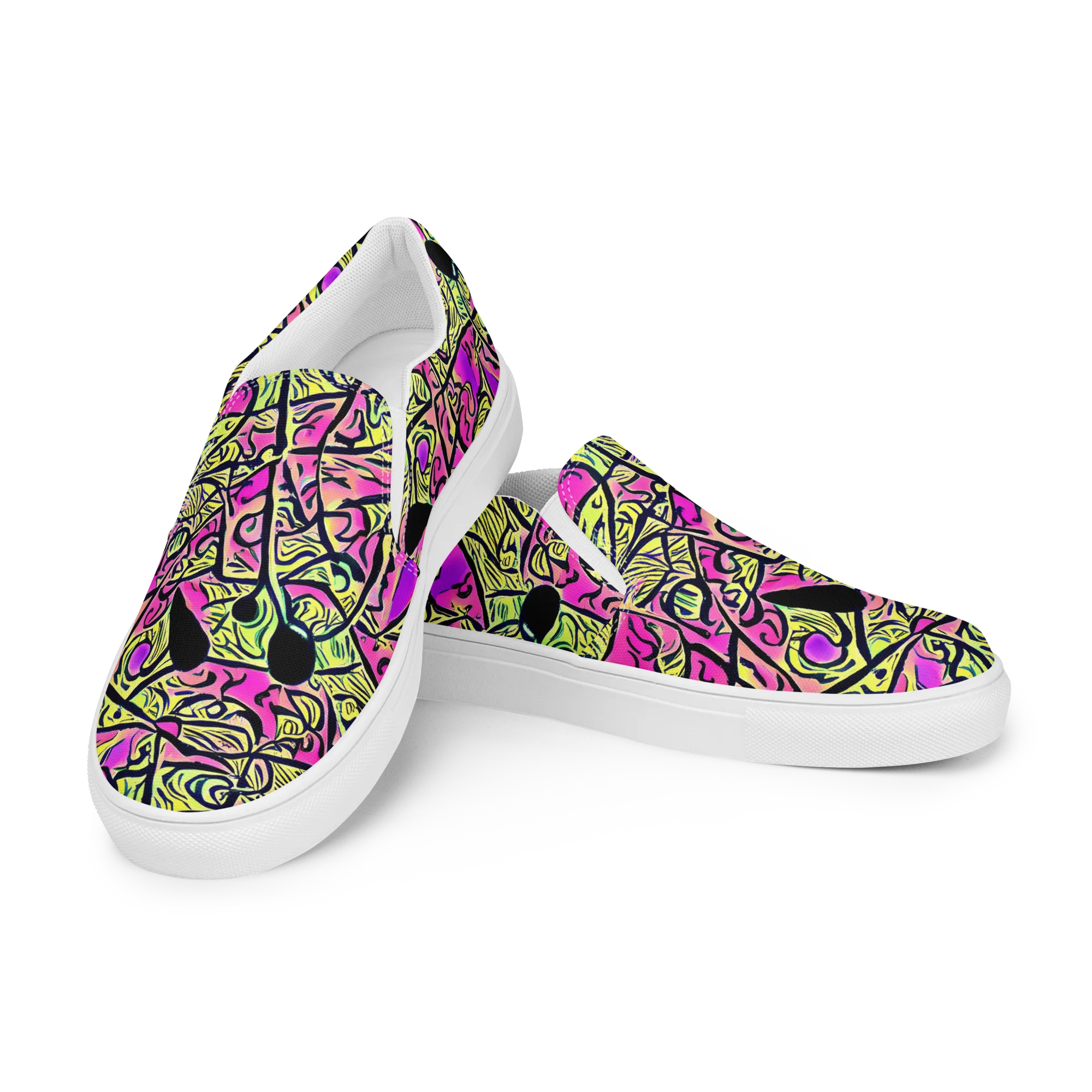 Luminous Scribble on Women's Slip-On Canvas Shoes — Left Front