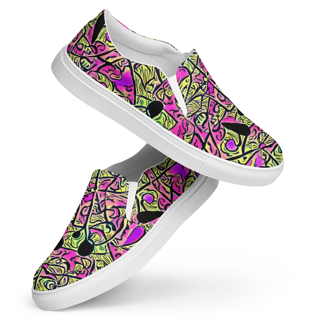 Luminous Scribble on Women's Slip-On Canvas Shoes — Front