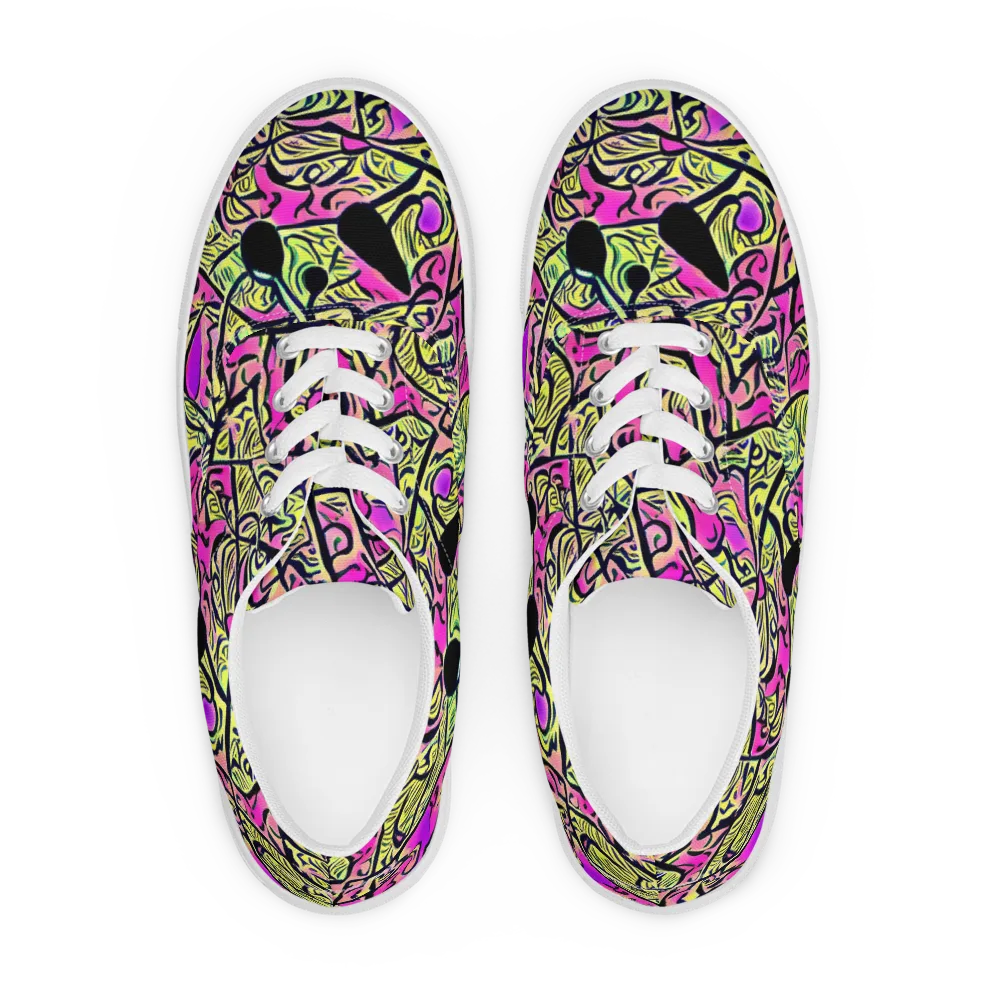 Luminous Scribble on Men's Lace-Up Canvas Shoes — Front