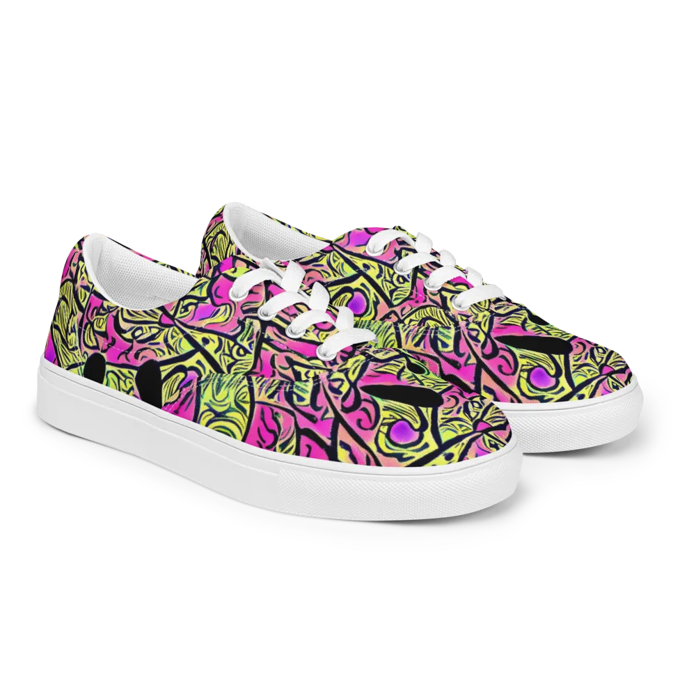 Luminous Scribble on Men's Lace-Up Canvas Shoes — Right Front