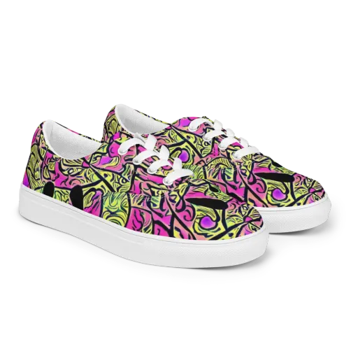 Luminous Scribble on a Men's Lace-Up Canvas Shoes
