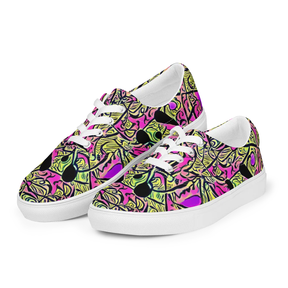 Luminous Scribble on Men's Lace-Up Canvas Shoes — Left Front
