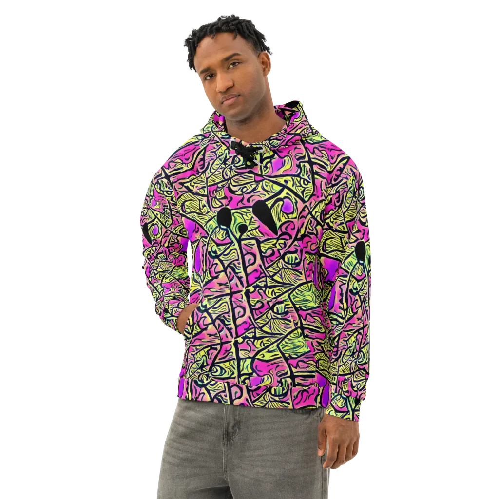 Luminous Scribble on Cotton Hoodie — Left Front