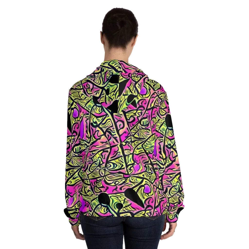 Luminous Scribble on Women's Full-Zip Hoodie — Back On Person