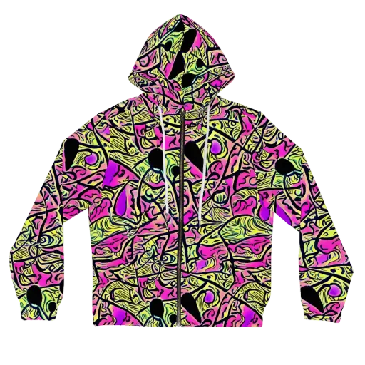 Luminous Scribble on a Women's Full-Zip Hoodie