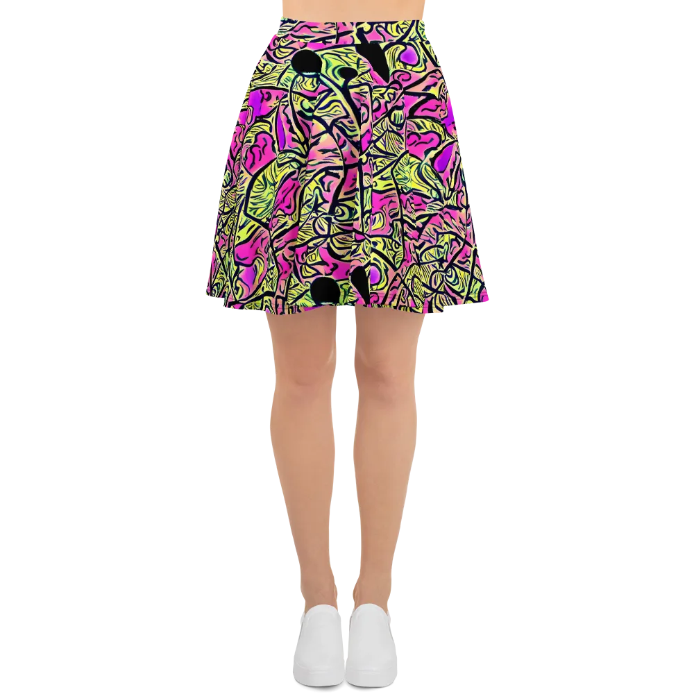 Luminous Scribble on Skater Skirt — Front