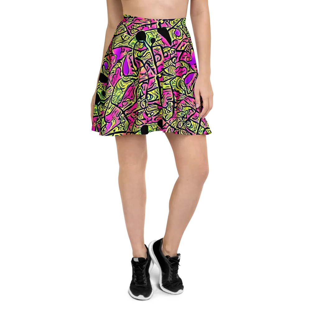 Luminous Scribble on Skater Skirt — Front
