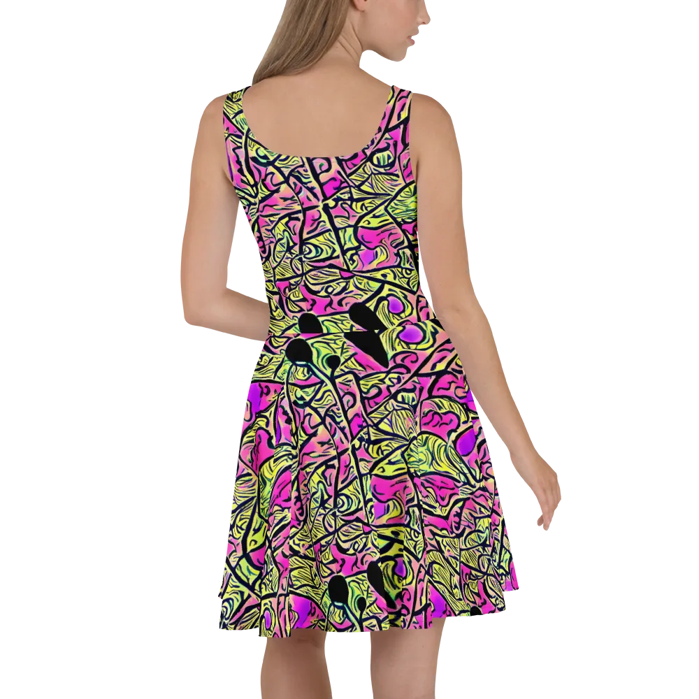 Luminous Scribble on Skater Dress — Back