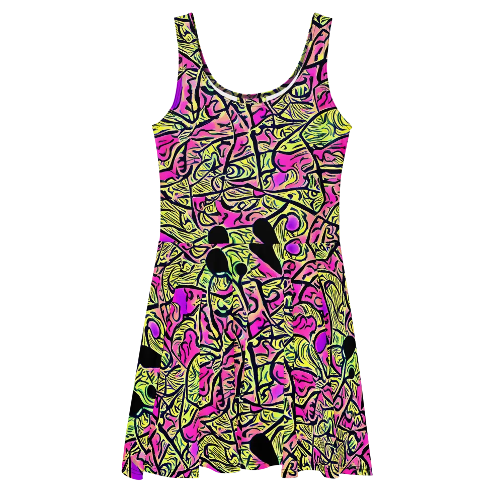 Luminous Scribble on Skater Dress — Front