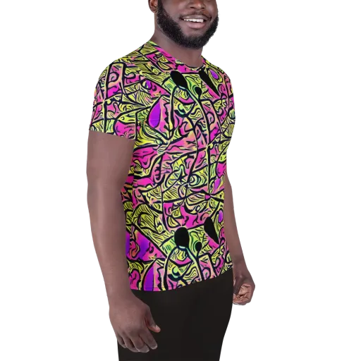 Luminous Scribble on a Men's Athletic T-Shirt