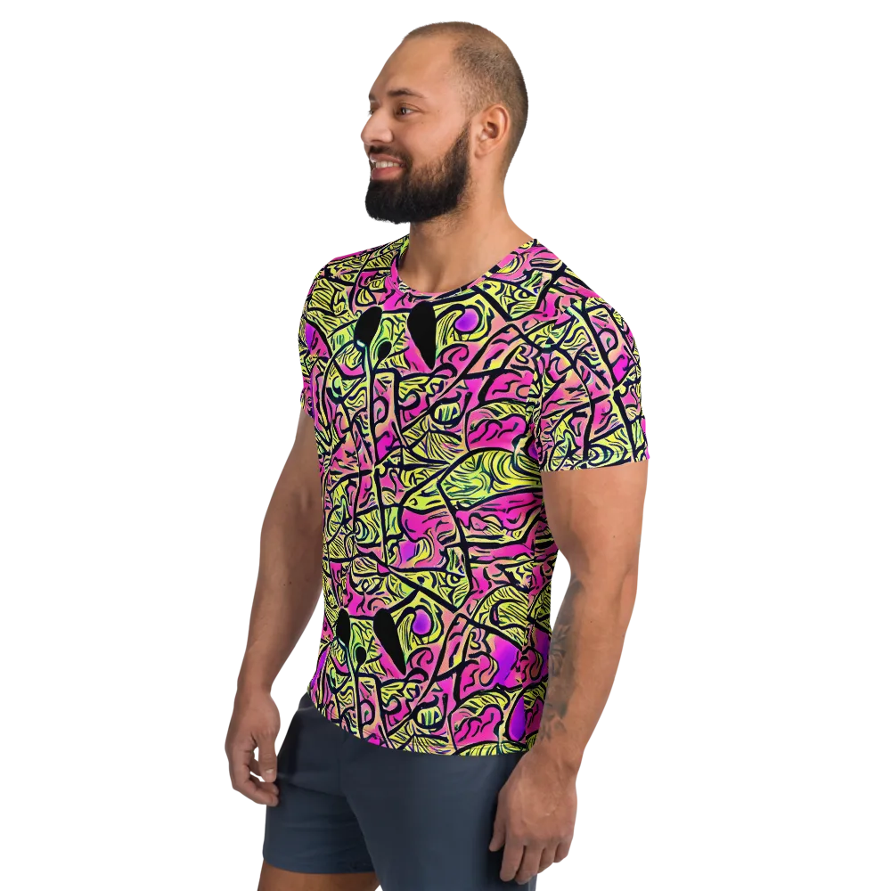 Luminous Scribble on Men's Athletic T-Shirt — Left