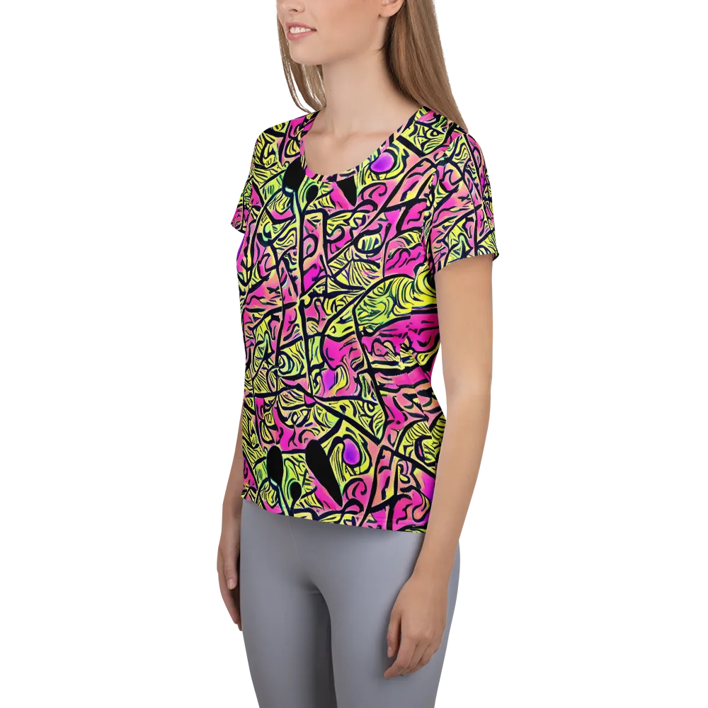 Luminous Scribble on Women's Athletic T-Shirt — Left