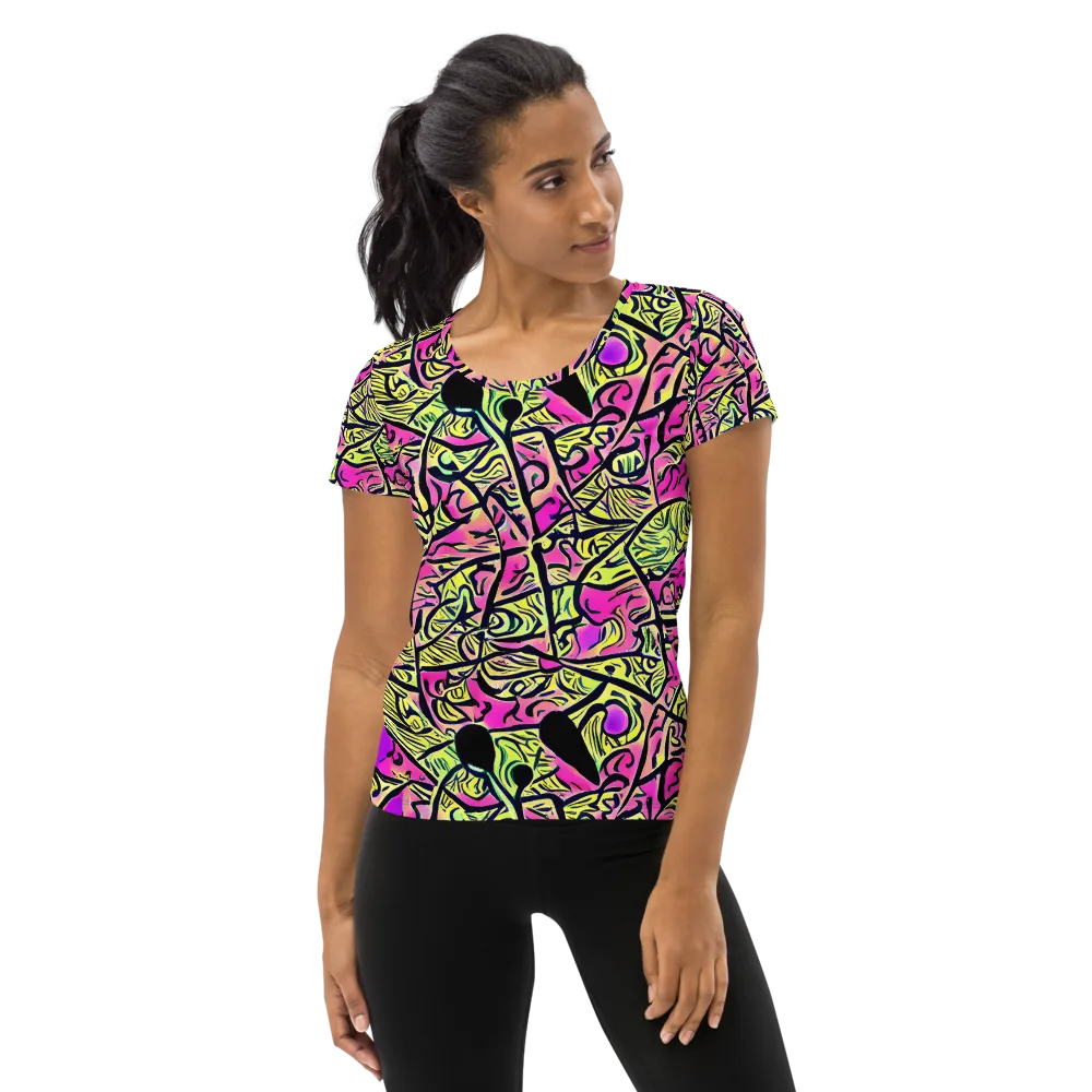 Luminous Scribble on Women's Athletic T-Shirt — Front
