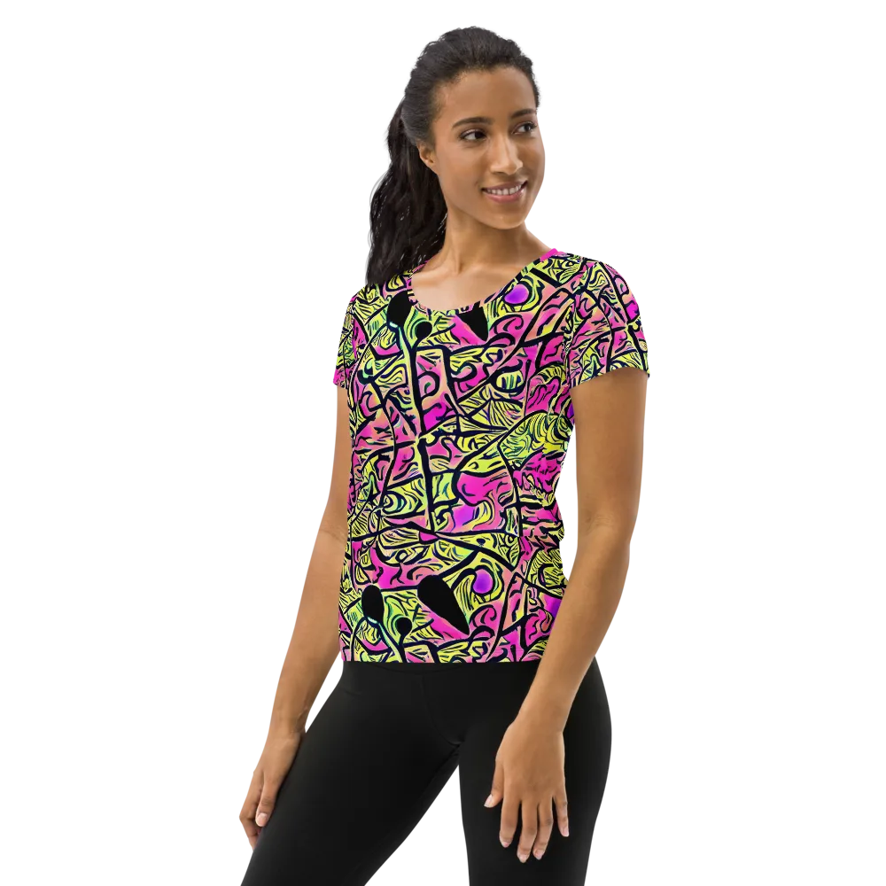 Luminous Scribble on Women's Athletic T-Shirt — Left