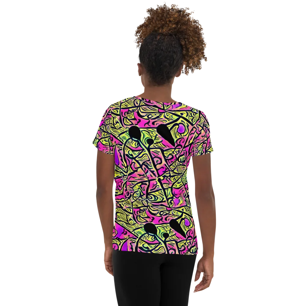 Luminous Scribble on Women's Athletic T-Shirt — Back