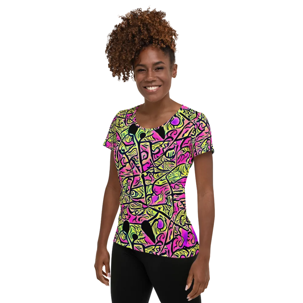Luminous Scribble on Women's Athletic T-Shirt — Left
