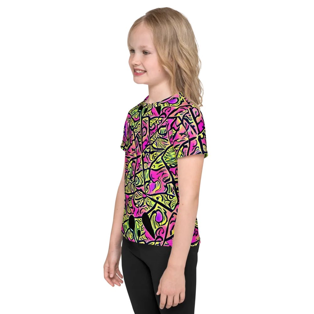 Luminous Scribble on Kids Crew Neck T-Shirt — Left