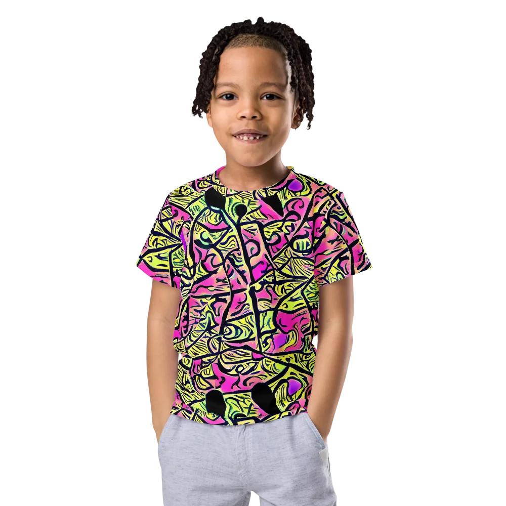 Luminous Scribble on Kids Crew Neck T-Shirt — Front