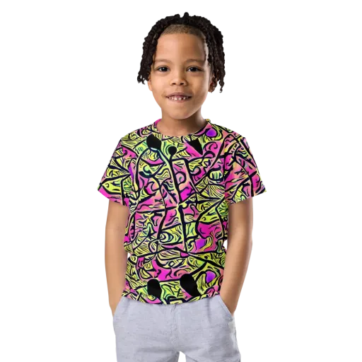 Luminous Scribble on a Kids Crew Neck T-Shirt