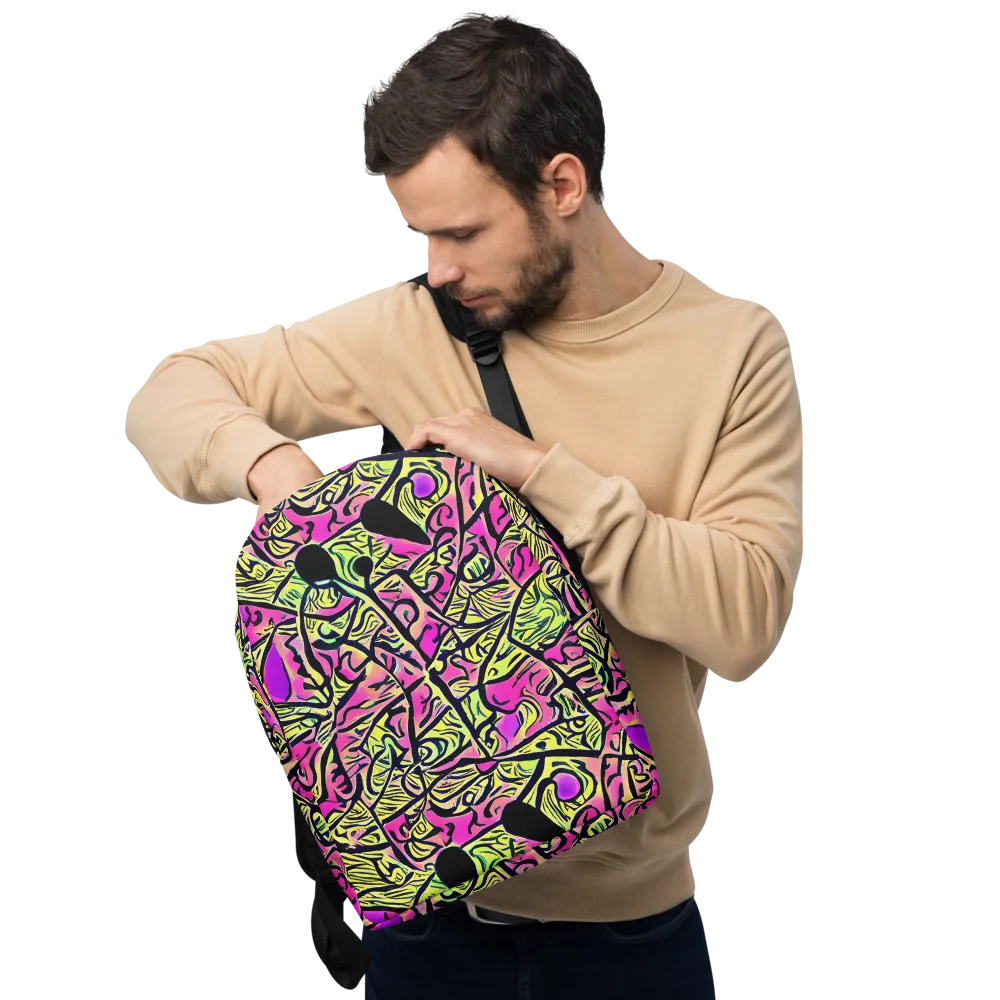 Luminous Scribble on Minimalist Backpack — Front