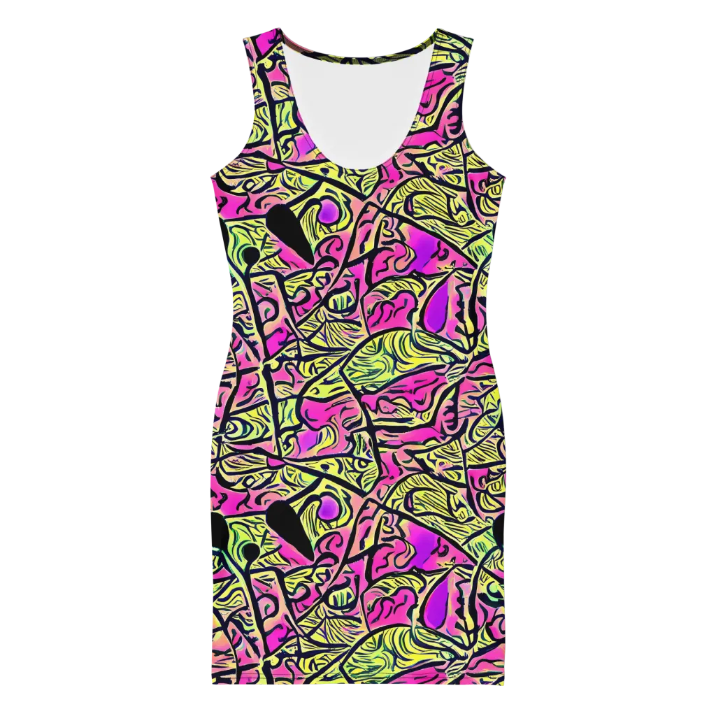 Luminous Scribble on Bodycon Dress — Front