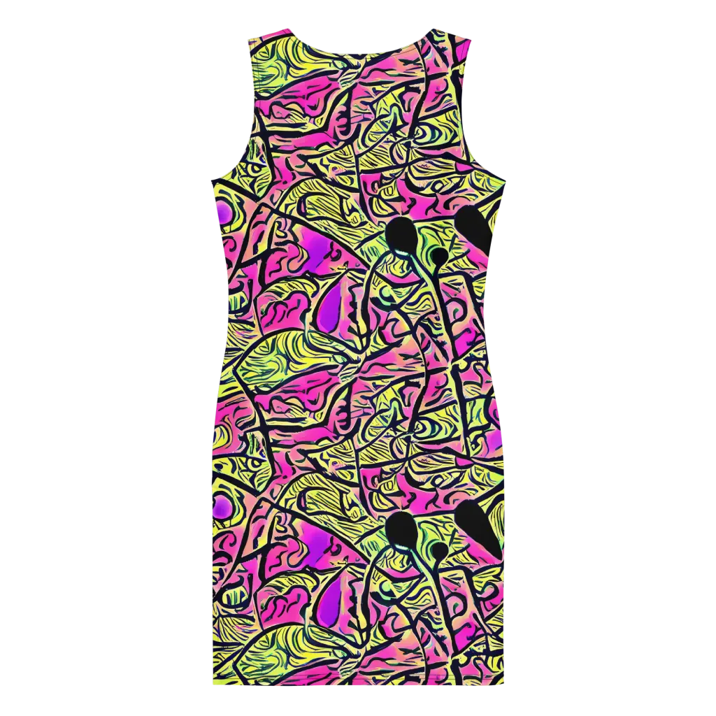 Luminous Scribble on Bodycon Dress — Back