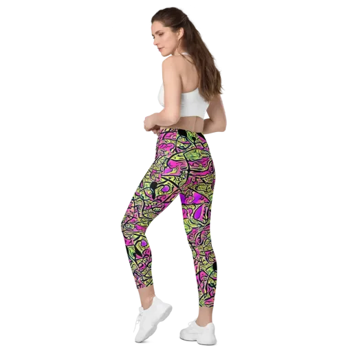 Luminous Scribble on a Leggings with Pockets