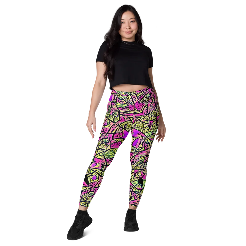 Luminous Scribble on Leggings with Pockets — Front