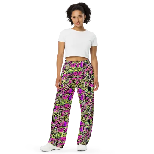 Luminous Scribble on a Wide-Leg Pants