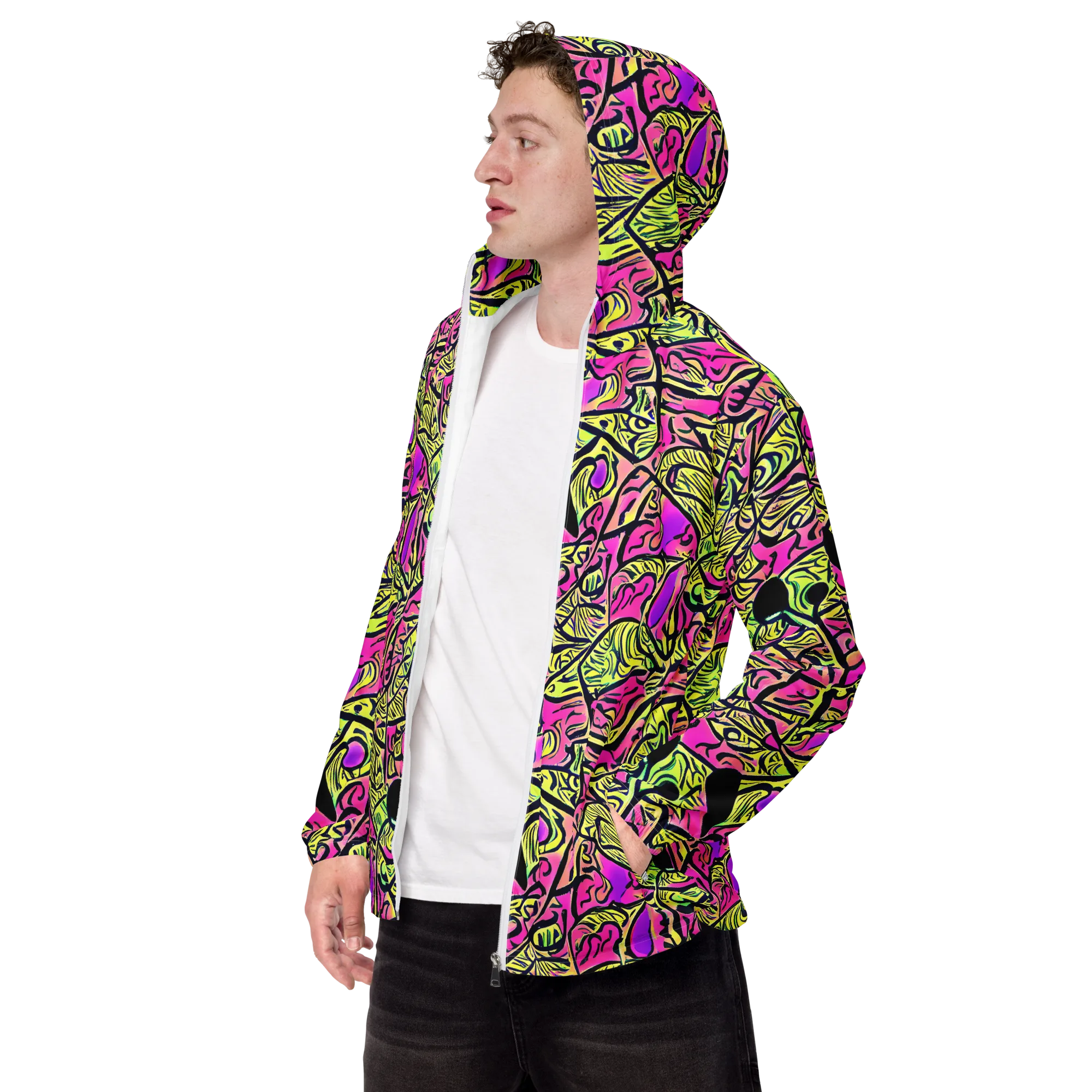Luminous Scribble on Men's Windbreaker — Left Front