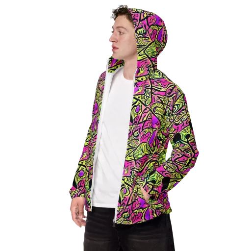 Luminous Scribble on a Men's Windbreaker