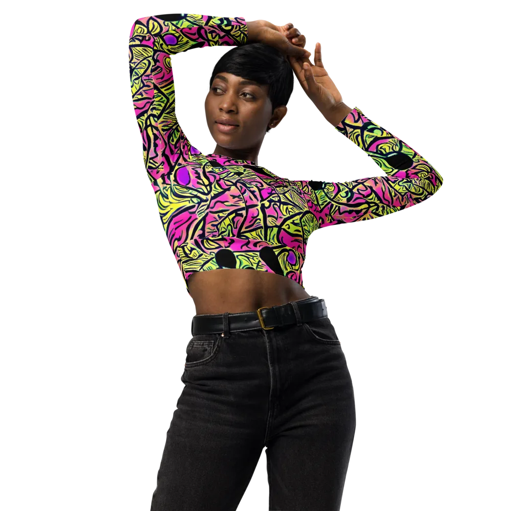 Luminous Scribble on Long Sleeve Crop Top — Front