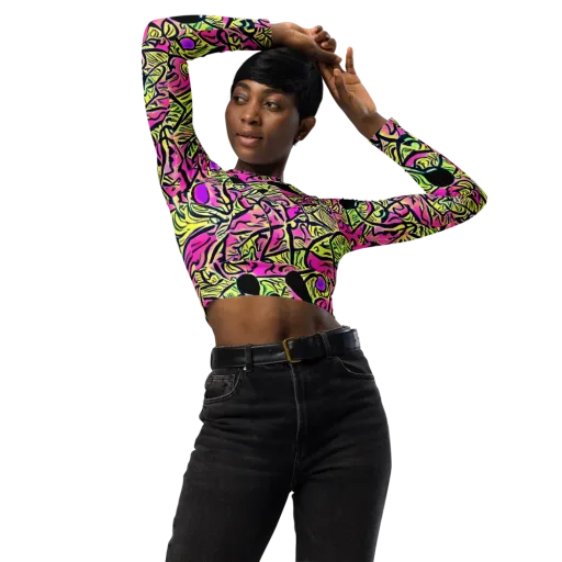 Luminous Scribble on a Long Sleeve Crop Top