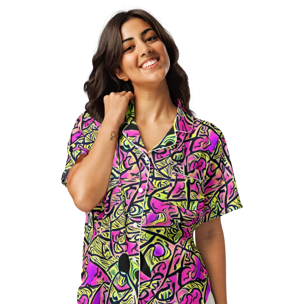Luminous Scribble on Women's Short Sleeve Pajama Top — Front