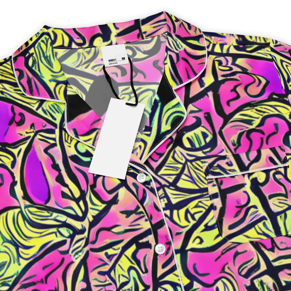 Luminous Scribble on Women's Short Sleeve Pajama Top — Product details