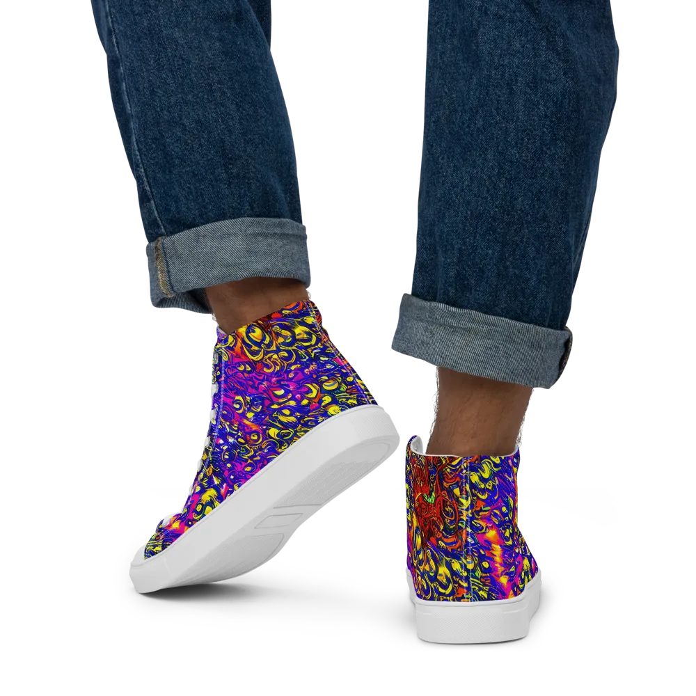 Sonic Colorwave on Men's High Top Canvas Shoes — Back