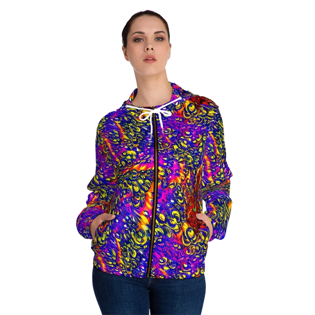 Sonic Colorwave on Women's Full-Zip Hoodie — Front On Person
