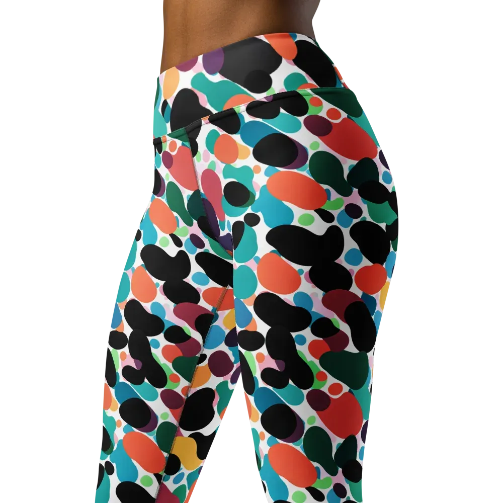 Chromatic Pebbles on Yoga Leggings — Left Front