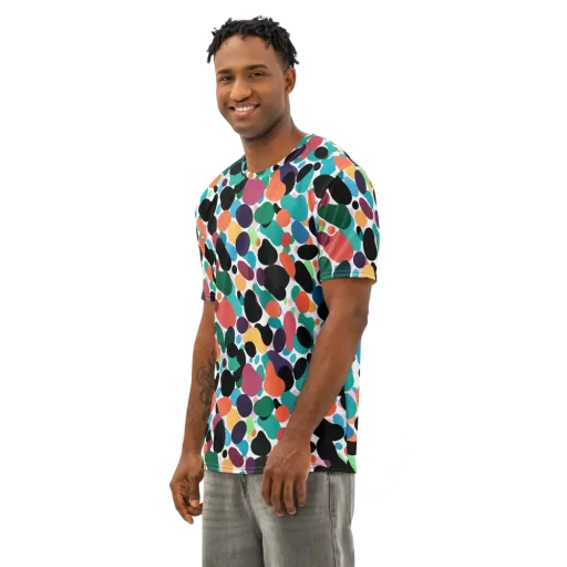 Chromatic Pebbles on a Men's Cotton Crew Neck T-Shirt