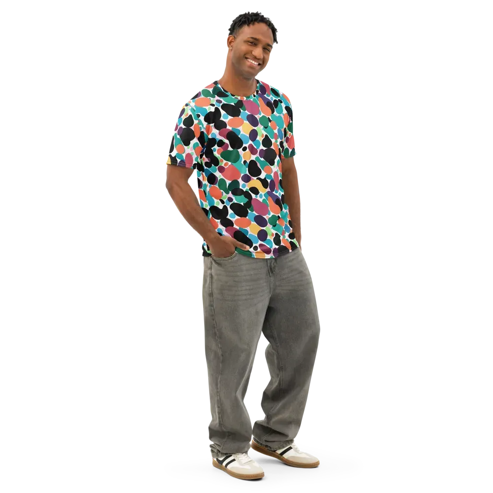 Chromatic Pebbles on Men's Cotton Crew Neck T-Shirt — Right Front
