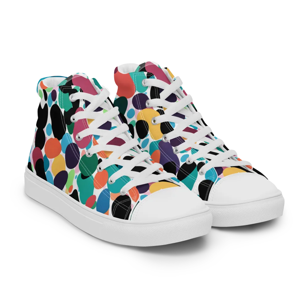 Chromatic Pebbles on Men's High Top Canvas Shoes — Right Front
