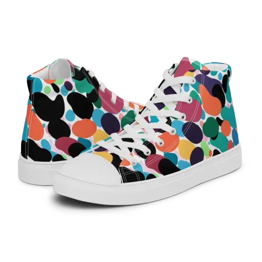 Chromatic Pebbles on a Men's High Top Canvas Shoes